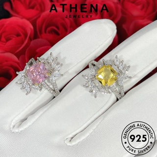 ATHENA JEWELRY ผู้หญิง เครื่องประดับ Silver เกาหลี เงิน แหวน 925 ต้นฉบับ แท้ เครื่องประดับ ดอกไม้หรูหรา ซิทริน แฟชั่น R921