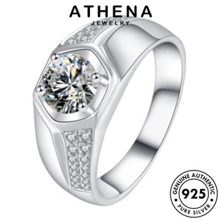 ATHENA JEWELRY แท้ แฟชั่น แฟชั่น ผู้ชาย 925 เงิน เครื่องประดับ เกาหลี แหวน เครื่องประดับ Silver มอยส์ซาไนท์ไดมอนด์ ต้นฉบับ R1109