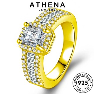 ATHENA JEWELRY มอยส์ซาไนท์ โกลด์ แฟชั่น ต้นฉบับ เกาหลี เงิน จัตุรัสแฟชั่น ผู้หญิง ไดมอนด์ 925 แหวน Silver เครื่องประดับ แท้ เครื่องประดับ R1024