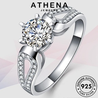 ATHENA JEWELRY เกาหลี เครื่องประดับ รูปทรงเรขาคณิตที่เรียบง่าย Silver แฟชั่น 925 ต้นฉบับ มอยส์ซาไนท์ไดมอนด์ แท้ เงิน แหวน ผู้หญิง เครื่องประดับ R1025