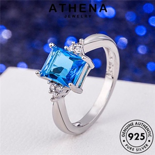 ATHENA JEWELRY ผู้หญิง เกาหลี สี่เหลี่ยมสร้างสรรค์ เงิน 925 ต้นฉบับ แท้ เครื่องประดับ เครื่องประดับ ไพลิน แฟชั่น Silver แหวน R1207