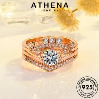 ATHENA JEWELRY แท้ มงกุฎที่สร้างสรรค์ แหวน ต้นฉบับ เงิน เครื่องประดับ แฟชั่น 925 Silver เกาหลี คู่รัก ไดมอนด์ เครื่องประดับ โกลด์ มอยส์ซาไนท์ R1368