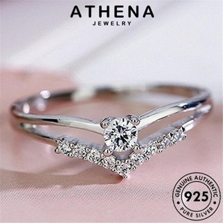 ATHENA JEWELRY แหวน ผู้หญิง แท้ V มอยส์ซาไนท์ไดมอนด์ บุคลิกภาพ เครื่องประดับ Silver ต้นฉบับ 925 เครื่องประดับ เงิน เกาหลี แฟชั่น R1433