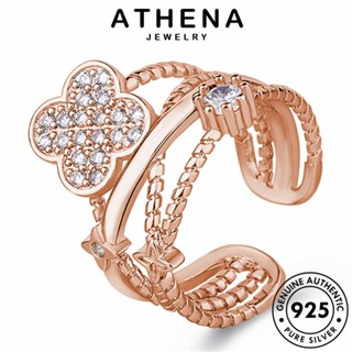 ATHENA JEWELRY ไดมอนด์ 925 มอยส์ซาไนท์ เงิน ผู้หญิง โกลด์ ต้นฉบับ Silver แท้ แหวน แฟชั่น โคลเวอร์สี่ใบ เกาหลี เครื่องประดับ เครื่องประดับ R1511