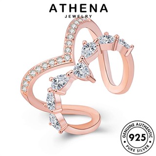 ATHENA JEWELRY เกาหลี แหวน แท้ V เครื่องประดับ แฟชั่น ไดมอนด์ รูปร่างบุคลิกภาพ เงิน Silver มอยส์ซาไนท์ 925 โกลด์ ผู้หญิง เครื่องประดับ ต้นฉบับ R1525