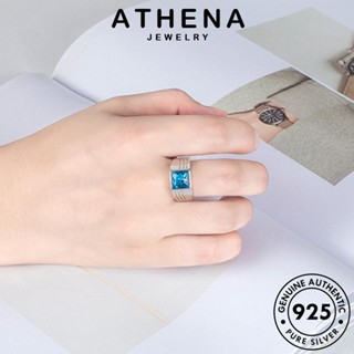 ATHENA JEWELRY 925 แท้ ต้นฉบับ ไพลิน แหวน เครื่องประดับ เครื่องประดับ เกาหลี แฟชั่น สี่เหลี่ยมคลาสสิก Silver เงิน ผู้ชาย R1530