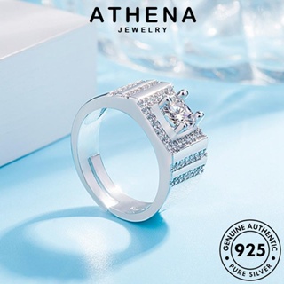 ATHENA JEWELRY แท้ คู่รัก เกาหลี แฟชั่น เครื่องประดับ เงิน มอยส์ซาไนท์ไดมอนด์ เครื่องประดับ เรียบง่าย Silver 925 ต้นฉบับ แหวน R1576