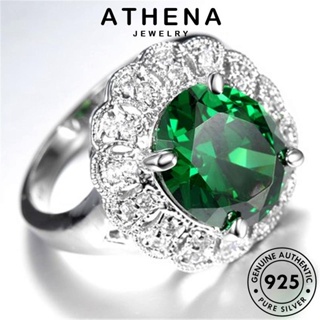 ATHENA JEWELRY ผู้หญิง มรกต เกาหลี แฟชั่น เครื่องประดับ แท้ เครื่องประดับ 925 วงรีสุดหรู Silver เงิน แหวน ต้นฉบับ R1616