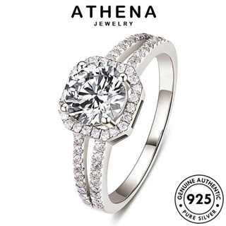 ATHENA JEWELRY Silver 925 ผู้หญิง มอยส์ซาไนท์ไดมอนด์ แหวน เครื่องประดับ แฟชั่น ต้นฉบับ เครื่องประดับ เงิน เกาหลี สี่เหลี่ยมคลาสสิก แท้ R1656