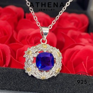 ATHENA JEWELRY เครื่องประดับ ไพลิน เครื่องประดับ แฟชั่น ดอกไม้ สร้อยคอ Silver จี้ เงิน เกาหลี แท้ ผู้หญิง 925 ต้นฉบับ S34