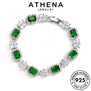 ATHENA JEWELRY ผู้หญิง ต้นฉบับ แฟชั่น เครื่องประดับ 925 มรกต เพชรเหลี่ยมระดับไฮเอนด์ กำไล เครื่องประดับ Silver แท้ เงิน เกาหลี กำไลข้อมือ ผู้หญิง B1