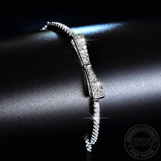 ATHENA JEWELRY เงิน 925 แฟชั่น กำไลข้อมือ เครื่องประดับ มอยส์ซาไนท์ไดมอนด์ กำไล แท้ ต้นฉบับ โบว์แฟชั่น ผู้หญิง เครื่องประดับ Silver เกาหลี ผู้หญิง B7