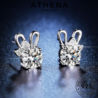 ATHENA JEWELRY 925 แฟชั่น มอยส์ซาไนท์ไดมอนด์ เครื่องประดับ ห่วง ตุ้มหู แท้ เงิน ต่างหู หนีบ เครื่องประดับ Silver ต้นฉบับ กระต่าย เกาหลี ผู้หญิง E16