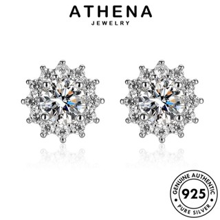 ATHENA JEWELRY เครื่องประดับ เครื่องประดับ ห่วง เงิน มอยส์ซาไนท์ไดมอนด์ ต่างหู ดอกทานตะวัน แฟชั่น หนีบ แท้ 925 Silver ต้นฉบับ เกาหลี ตุ้มหู ผู้หญิง E17