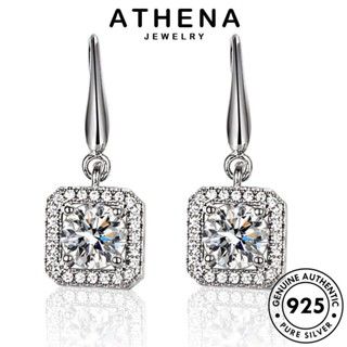 ATHENA JEWELRY เครื่องประดับ มอยส์ซาไนท์ไดมอนด์ ตุ้มหู เกาหลี แฟชั่น ห่วง สี่เหลี่ยม หนีบ 925 แท้ Silver ต้นฉบับ ผู้หญิง เครื่องประดับ ต่างหู เงิน E21