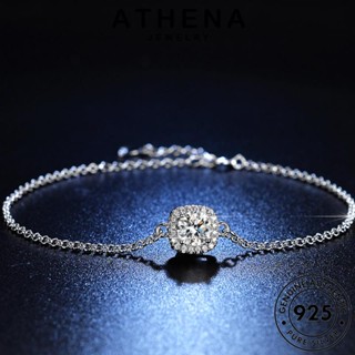 ATHENA JEWELRY มอยส์ซาไนท์ไดมอนด์ เครื่องประดับ Silver 925 สี่เหลี่ยมคลาสสิก ผู้หญิง ผู้หญิง กำไล แฟชั่น ต้นฉบับ เกาหลี แท้ เงิน กำไลข้อมือ เครื่องประดับ B11