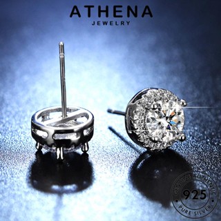 ATHENA JEWELRY ผู้หญิง แฟชั่น เครื่องประดับ ห่วง Silver เครื่องประดับ กลม เงิน ตุ้มหู แท้ 925 ต่างหู เกาหลี มอยส์ซาไนท์ไดมอนด์ หนีบ ต้นฉบับ E10