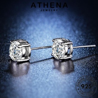 ATHENA JEWELRY Silver ผู้หญิง 925 ตุ้มหู เกาหลี กลม เงิน ห่วง แฟชั่น แท้ ต้นฉบับ หนีบ เครื่องประดับ เครื่องประดับ มอยส์ซาไนท์ไดมอนด์ ต่างหู E12