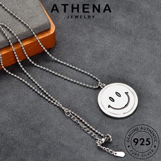 ATHENA JEWELRY เงิน Silver เครื่องประดับ ผู้หญิง เครื่องประดับ เกาหลี ต้นฉบับ แท้ แฟชั่น 925 สร้อยคอ จี้ ยิ้มย้อนยุค N44