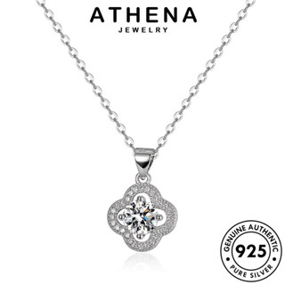 ATHENA JEWELRY เงิน โคลเวอร์ที่สวยงาม Silver ผู้หญิง เกาหลี เครื่องประดับ เครื่องประดับ มอยส์ซาไนท์ไดมอนด์ แฟชั่น 925 จี้ ต้นฉบับ สร้อยคอ แท้ N53