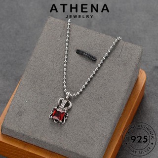 ATHENA JEWELRY ผู้หญิง Silver ต้นฉบับ แฟชั่น 925 เงิน มงกุฎส่วนบุคคล ทับทิม แท้ เครื่องประดับ เกาหลี จี้ สร้อยคอ เครื่องประดับ N28