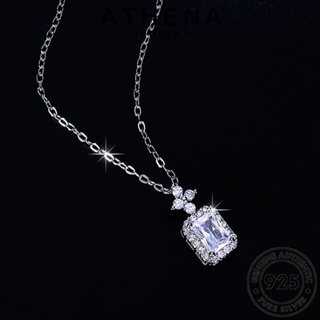 ATHENA JEWELRY สร้อยคอ มอยส์ซาไนท์ไดมอนด์ เงิน ต้นฉบับ เครื่องประดับ ผู้หญิง เครื่องประดับ เพชรสี่เหลี่ยมแฟชั่น แฟชั่น Silver 925 แท้ เกาหลี จี้ N81