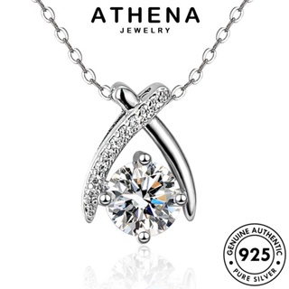 ATHENA JEWELRY เกาหลี มอยส์ซาไนท์ไดมอนด์ สร้อยคอ จี้ Silver แฟชั่น เครื่องประดับ เครื่องประดับ เงิน เรียบง่าย ผู้หญิง แท้ 925 ต้นฉบับ N88