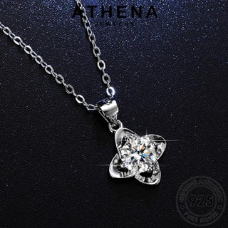 ATHENA JEWELRY ผู้หญิง 925 เงิน ต้นฉบับ โคลเวอร์สี่ใบที่เรียบง่าย แท้ มอยส์ซาไนท์ไดมอนด์ แฟชั่น Silver เครื่องประดับ เกาหลี สร้อยคอ จี้ เครื่องประดับ N89