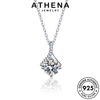 ATHENA JEWELRY มอยส์ซาไนท์ไดมอนด์ เรียบง่าย ผู้หญิง ต้นฉบับ เกาหลี สร้อยคอ 925 แท้ เครื่องประดับ จี้ Silver เงิน แฟชั่น เครื่องประดับ N98