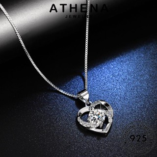 ATHENA JEWELRY สร้อยคอ Silver ต้นฉบับ เครื่องประดับ แฟชั่น ผู้หญิง 925 เกาหลี เงิน มอยส์ซาไนท์ไดมอนด์ แท้ จี้ เครื่องประดับ หัวใจกลวง N100