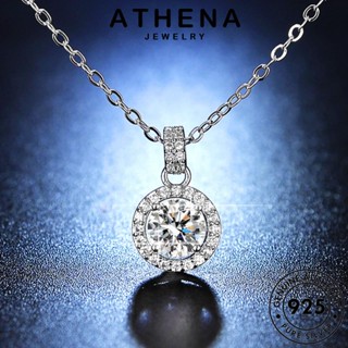 ATHENA JEWELRY เงิน ต้นฉบับ Silver ผู้หญิง เครื่องประดับ วงกลมง่ายๆ แฟชั่น แท้ มอยส์ซาไนท์ไดมอนด์ เครื่องประดับ เกาหลี จี้ สร้อยคอ 925 N101