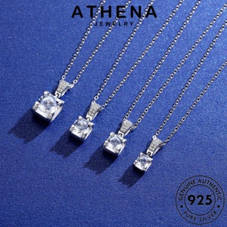 ATHENA JEWELRY ต้นฉบับ เงิน Silver เครื่องประดับ เกาหลี เพชรสี่เหลี่ยมแฟชั่น เครื่องประดับ จี้ สร้อยคอ แท้ 925 แฟชั่น มอยส์ซาไนท์ไดมอนด์ ผู้หญิง N103