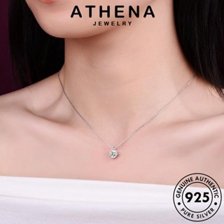 ATHENA JEWELRY มอยส์ซาไนท์ไดมอนด์ 925 แฟชั่น เกาหลี แท้ สร้อยคอ เงิน ต้นฉบับ เครื่องประดับ ผู้หญิง เครื่องประดับ จี้ Silver เพชรสี่เหลี่ยมแฟชั่น N105