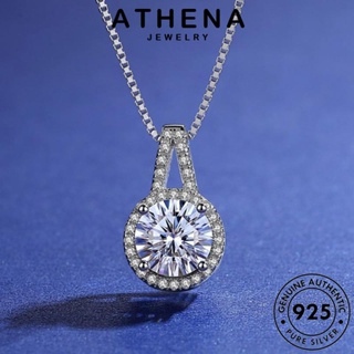 ATHENA JEWELRY แฟชั่น สร้อยคอ ผู้หญิง เกาหลี เครื่องประดับ 925 จี้ เครื่องประดับ วงกลมง่ายๆ เงิน มอยส์ซาไนท์ไดมอนด์ Silver ต้นฉบับ แท้ N109