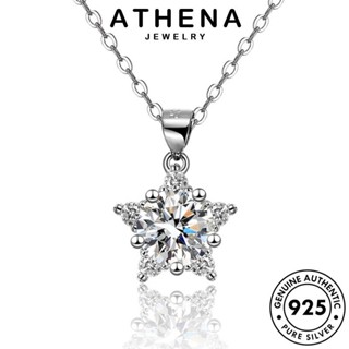 ATHENA JEWELRY มอยส์ซาไนท์ไดมอนด์ เครื่องประดับ 925 ผู้หญิง สร้อยคอ แฟชั่น เกาหลี จี้ Silver เครื่องประดับ เงิน แท้ ดาวที่เรียบง่าย ต้นฉบับ N72