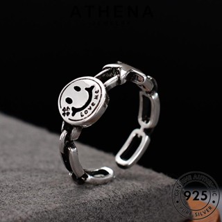 ATHENA JEWELRY ต้นฉบับ Silver ผู้หญิง เครื่องประดับ 925 เงิน เครื่องประดับ แท้ เกาหลี แหวน แฟชั่น ใบหน้ายิ้มกลวงย้อนยุค R34