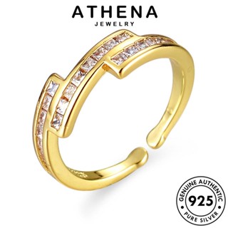 ATHENA JEWELRY แหวน ต้นฉบับ เครื่องประดับ 925 แท้ โกลด์ เกาหลี Silver ไดมอนด์ ผู้หญิง เงิน เครื่องประดับ มอยส์ซาไนท์ เรขาคณิตแฟชั่น แฟชั่น R55