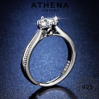 ATHENA JEWELRY เครื่องประดับ 925 แฟชั่นสี่กรงเล็บ แฟชั่น ผู้หญิง เกาหลี ต้นฉบับ มอยส์ซาไนท์ไดมอนด์ เงิน แหวน Silver แท้ เครื่องประดับ R62