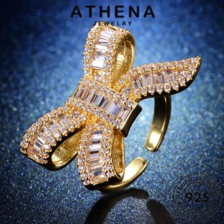 ATHENA JEWELRY เครื่องประดับ แท้ 925 Silver เงิน แหวน แฟชั่น ไดมอนด์ ต้นฉบับ ผู้หญิง เครื่องประดับ โกลด์ มอยส์ซาไนท์ เกาหลี โบว์สร้างสรรค์ R82