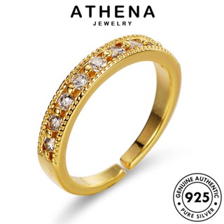 ATHENA JEWELRY Silver เครื่องประดับ เงิน แท้ แหวน 925 เกาหลี ผู้หญิง โกลด์ เรียบง่าย มอยส์ซาไนท์ ไดมอนด์ เครื่องประดับ แฟชั่น ต้นฉบับ R77