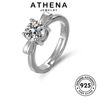 ATHENA JEWELRY ต้นฉบับ ผู้หญิง เกาหลี แฟชั่น เครื่องประดับ แท้ โบว์แฟชั่น แหวน เงิน เครื่องประดับ Silver มอยส์ซาไนท์ไดมอนด์ 925 R137