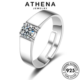 ATHENA JEWELRY ต้นฉบับ เกาหลี แหวน แท้ คลาสสิก เงิน เครื่องประดับ แฟชั่น 925 มอยส์ซาไนท์ไดมอนด์ เครื่องประดับ ผู้ชาย Silver R372