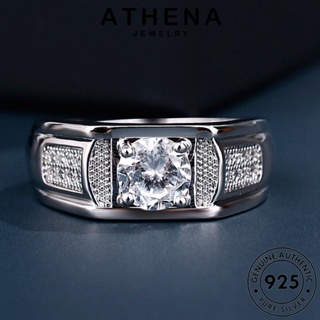 ATHENA JEWELRY ต้นฉบับ แหวน Silver แฟชั่น แท้ แฟชั่น 925 เงิน เครื่องประดับ เครื่องประดับ ผู้ชาย มอยส์ซาไนท์ไดมอนด์ เกาหลี R386