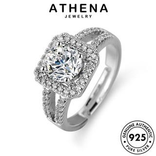 ATHENA JEWELRY เครื่องประดับ เกาหลี สี่เหลี่ยมสร้างสรรค์ ต้นฉบับ แฟชั่น เงิน แท้ แหวน มอยส์ซาไนท์ไดมอนด์ 925 ผู้หญิง Silver เครื่องประดับ R397