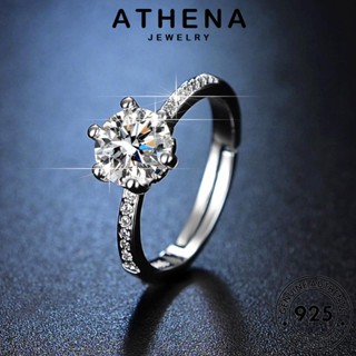 ATHENA JEWELRY แฟชั่น แท้ กรงเล็บหกอันที่เรียบง่าย เครื่องประดับ เงิน 925 Silver มอยส์ซาไนท์ไดมอนด์ เกาหลี ต้นฉบับ แหวน เครื่องประดับ ผู้หญิง R175