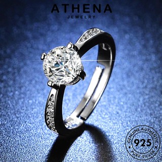 ATHENA JEWELRY ต้นฉบับ ความรักสี่กรงเล็บที่เรียบง่าย ผู้หญิง เงิน 925 มอยส์ซาไนท์ไดมอนด์ Silver แท้ แฟชั่น แหวน เครื่องประดับ เครื่องประดับ เกาหลี R420