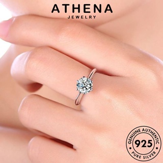 ATHENA JEWELRY เครื่องประดับ เงิน มอยส์ซาไนท์ไดมอนด์ ผู้หญิง เครื่องประดับ ต้นฉบับ แท้ หกกรงเล็บคลาสสิก 925 เกาหลี Silver แฟชั่น แหวน R422