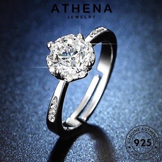 ATHENA JEWELRY แท้ เกาหลี 925 แหวน เครื่องประดับ เงิน ผู้หญิง เครื่องประดับ แฟชั่น ต้นฉบับ Silver มอยส์ซาไนท์ไดมอนด์ วงกลมง่ายๆ R429