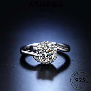 ATHENA JEWELRY เครื่องประดับ เกาหลี แฟชั่น Silver ต้นฉบับ เงิน 925 แท้ มอยส์ซาไนท์ไดมอนด์ บุคลิกภาพกลม แหวน ผู้หญิง เครื่องประดับ R430