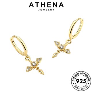 ATHENA JEWELRY ห่วง แฟชั่น มอยส์ซาไนท์ Silver ข้าม หนีบ เครื่องประดับ เงิน ตุ้มหู ต้นฉบับ ต่างหู 925 ไดมอนด์ แท้ เกาหลี โกลด์ ผู้หญิง เครื่องประดับ E9